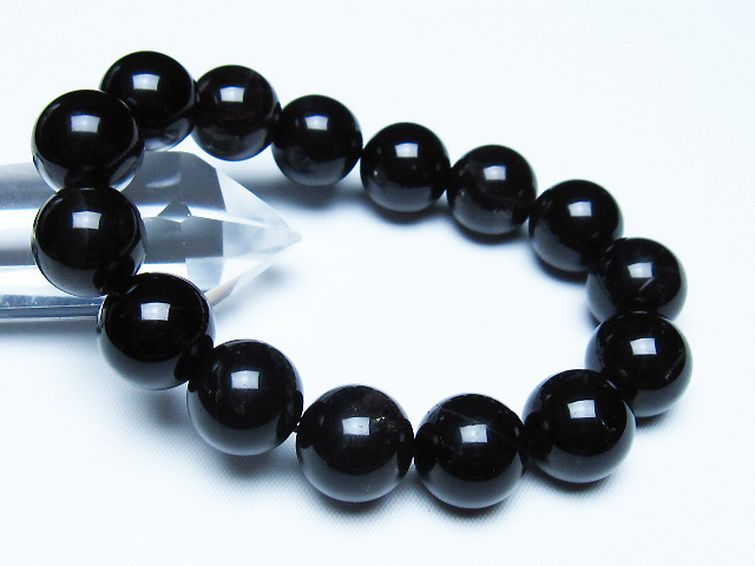 モリオン 純天然 黒水晶 ブレスレット 14mm [t112-7669] 1枚目