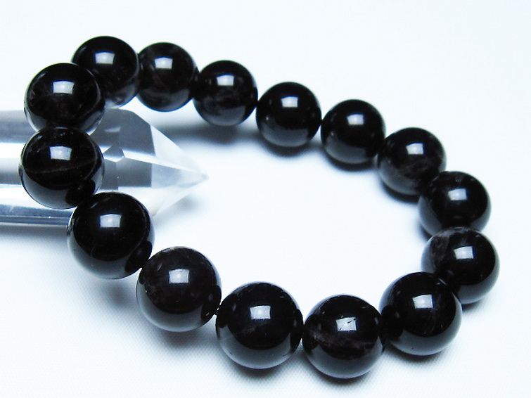 モリオン 純天然 黒水晶 ブレスレット 14mm [t112-7671] 1枚目