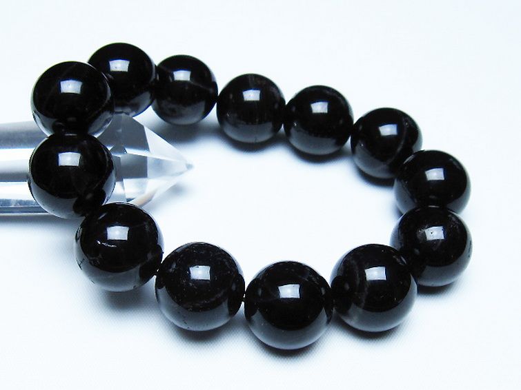 モリオン 純天然 黒水晶 ブレスレット 18mm [t112-7678] 1枚目