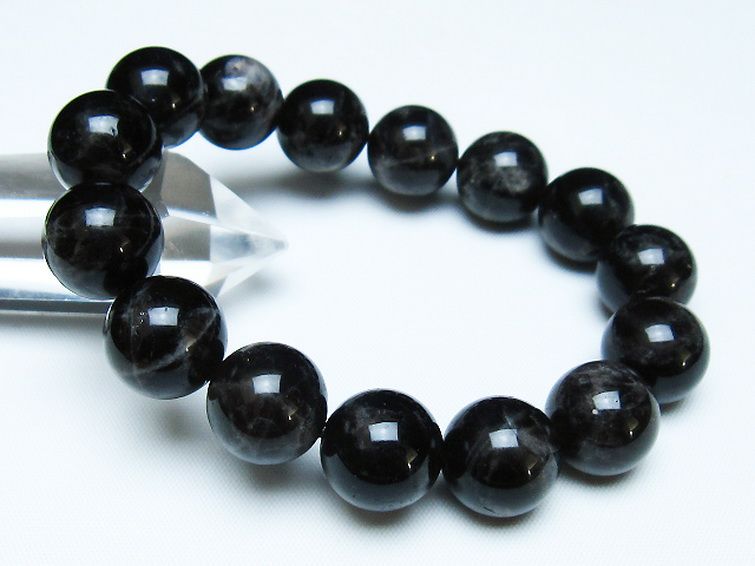 モリオン 純天然 黒水晶 ブレスレット 14mm [t112-7737] 1枚目