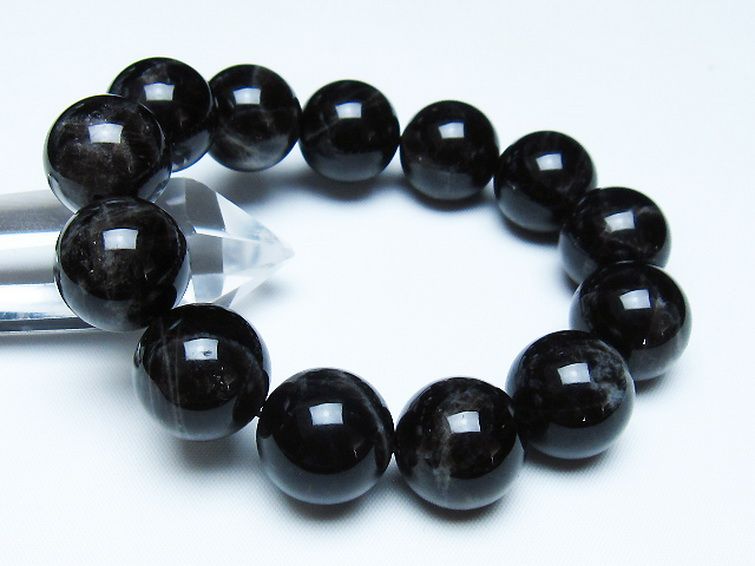 モリオン 純天然 黒水晶 ブレスレット 18mm [t112-7789] 1枚目