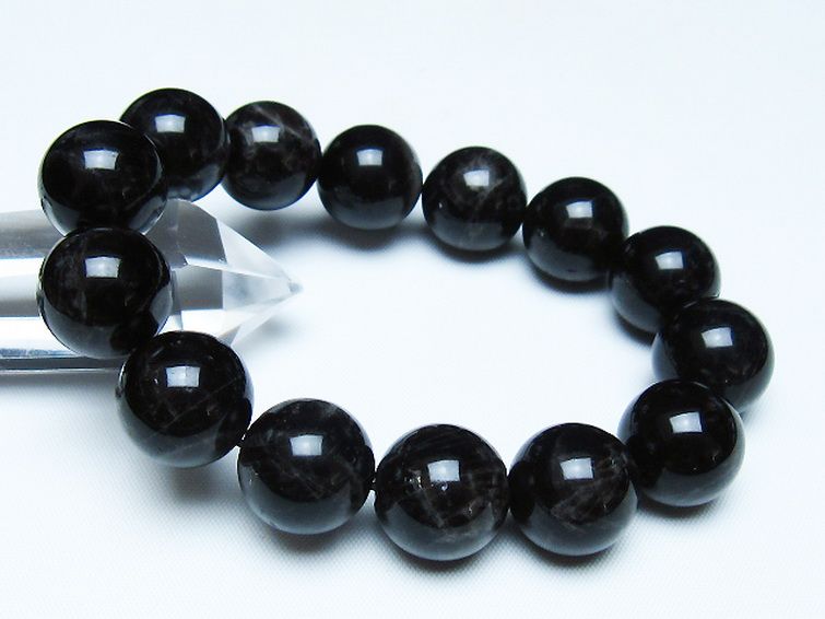 モリオン 純天然 黒水晶 ブレスレット 16mm [t112-7801] 1枚目