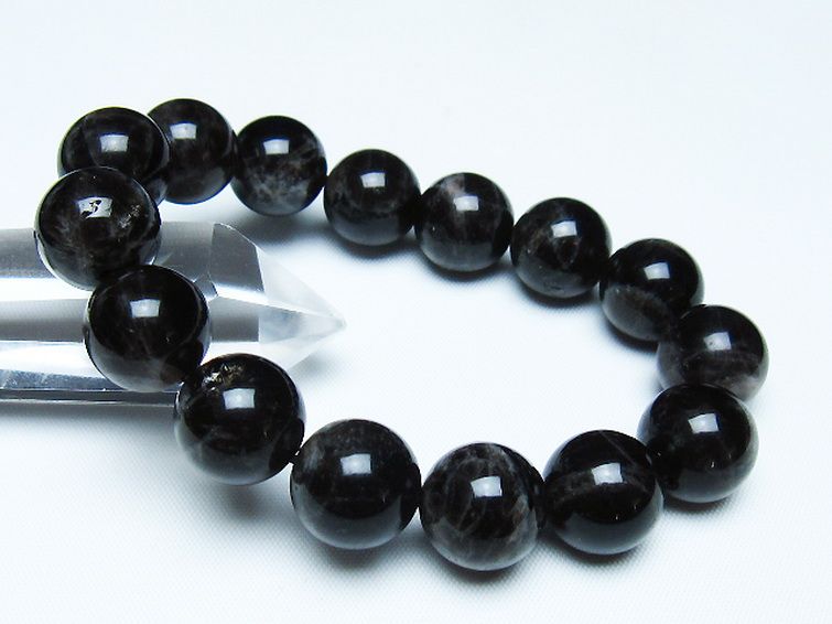 モリオン 純天然 黒水晶 ブレスレット 14mm [t112-7807] 1枚目