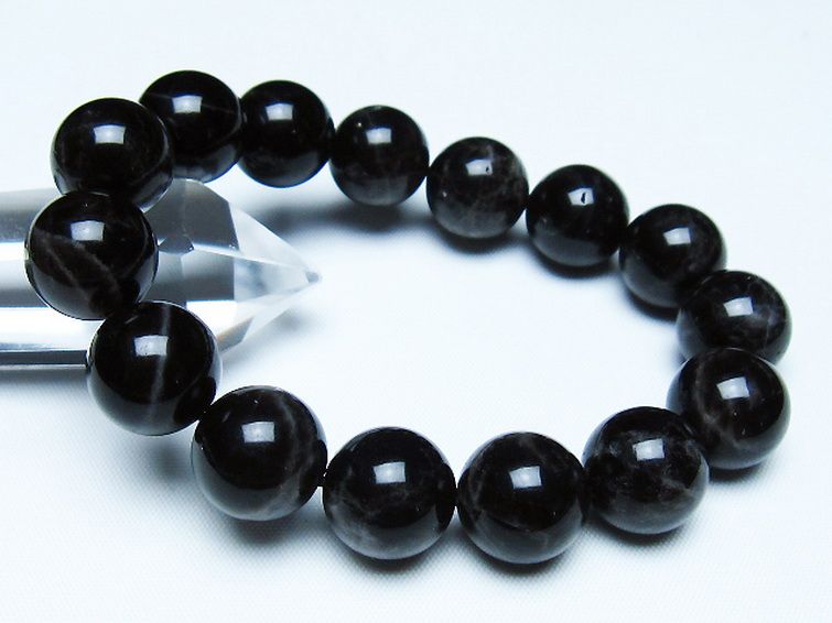 モリオン 純天然 黒水晶 ブレスレット 14mm [t112-7820] 1枚目