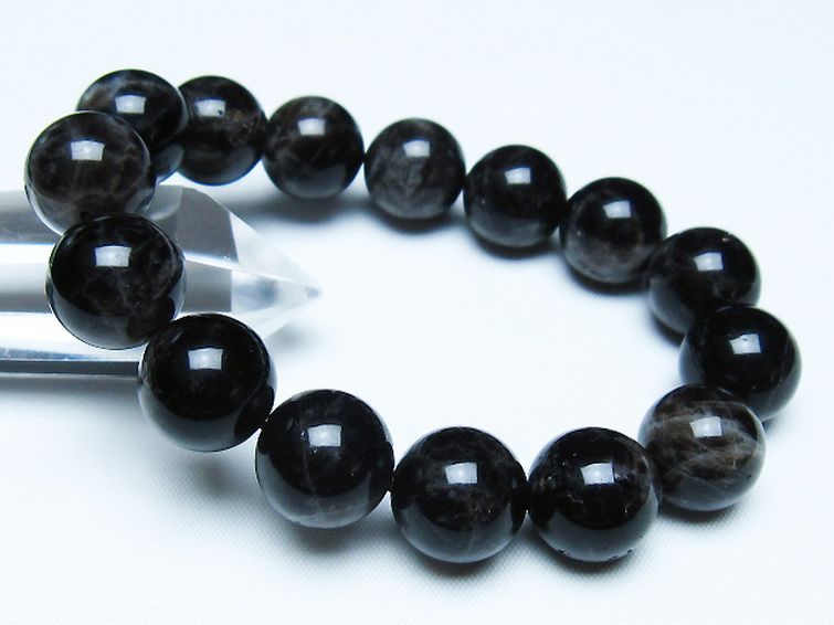 モリオン 純天然 黒水晶 ブレスレット 14mm [t112-7826] 1枚目