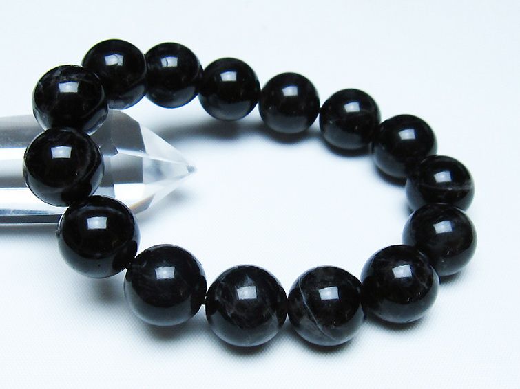モリオン 純天然 黒水晶 ブレスレット 14mm [t112-7836] 1枚目