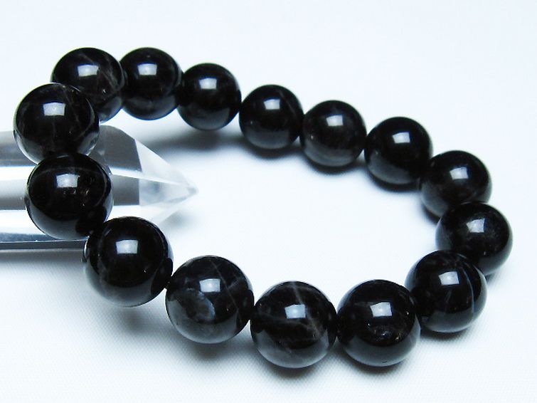 モリオン 純天然 黒水晶 ブレスレット 14mm [t112-7841] 1枚目