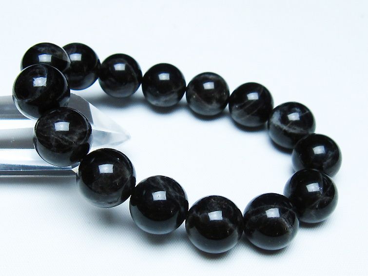 モリオン 純天然 黒水晶 ブレスレット 14mm [t112-7845] 1枚目
