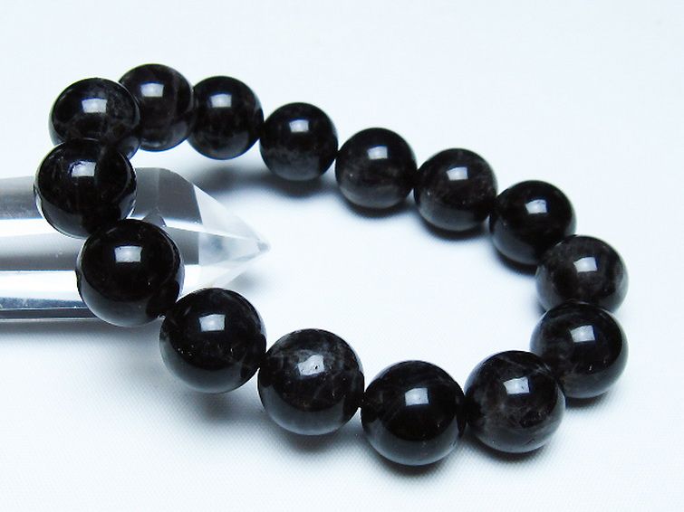 モリオン 純天然 黒水晶 ブレスレット 14mm [t112-7855] 1枚目