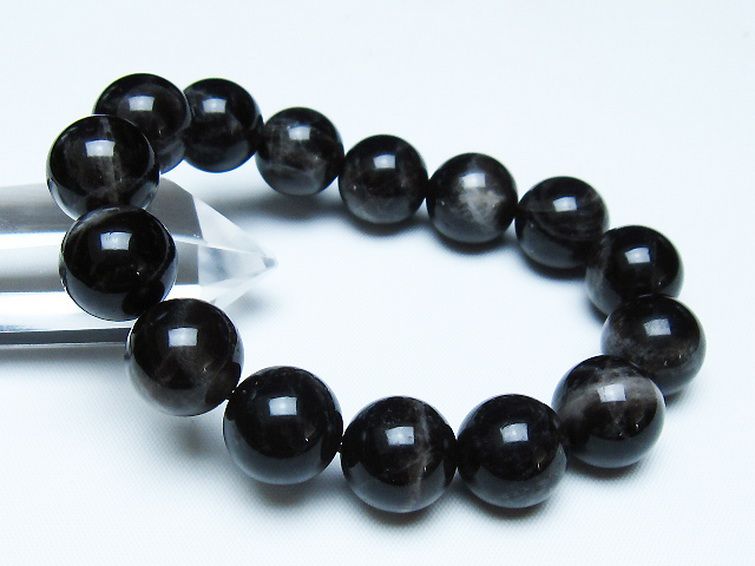 モリオン 純天然 黒水晶 ブレスレット 14mm [t112-7857] 1枚目