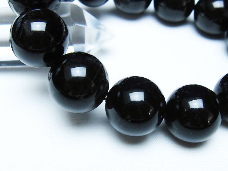 モリオン 純天然 黒水晶 ブレスレット 18mm [t112-7867]