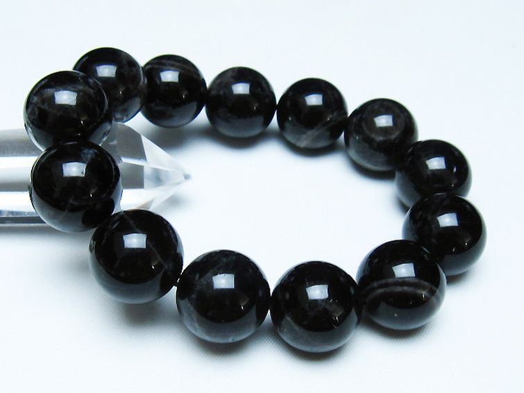 モリオン 純天然 黒水晶 ブレスレット 18mm [t112-7874] 1枚目