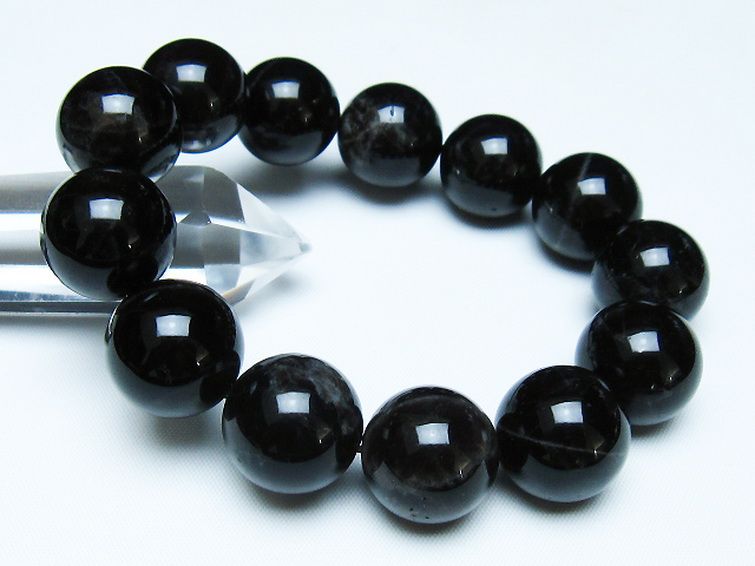 モリオン 純天然 黒水晶 ブレスレット 18mm [t112-7879]