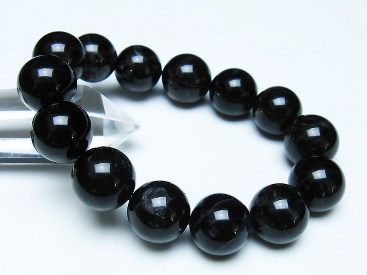 モリオン 純天然 黒水晶 ブレスレット 16mm [t112-7885] 1枚目