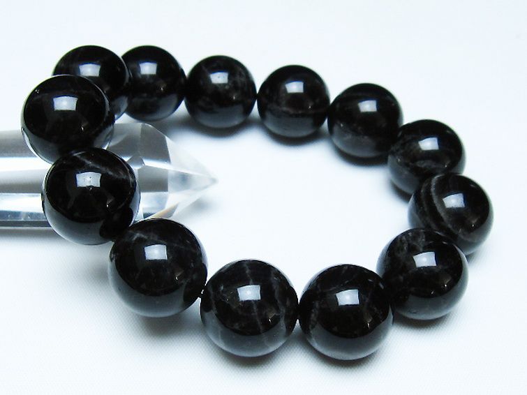 モリオン 純天然 黒水晶 ブレスレット 18mm [t112-7887] 1枚目