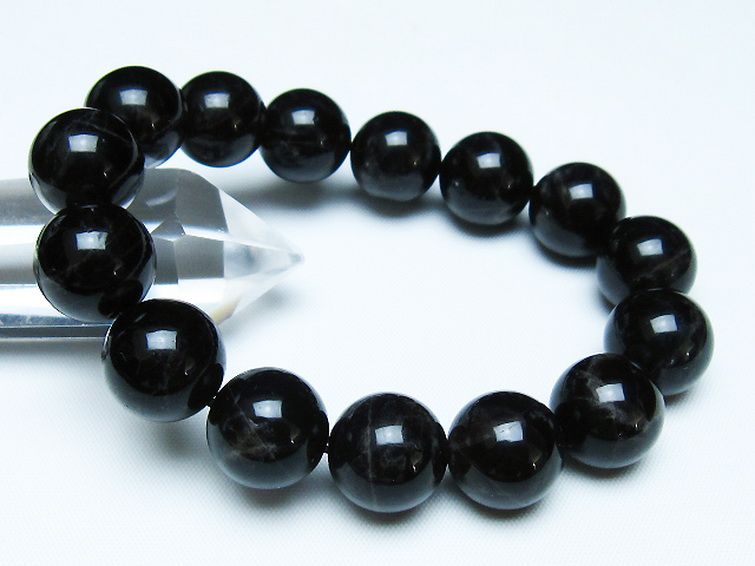 モリオン 純天然 黒水晶 ブレスレット 14mm [t112-7895] 1枚目