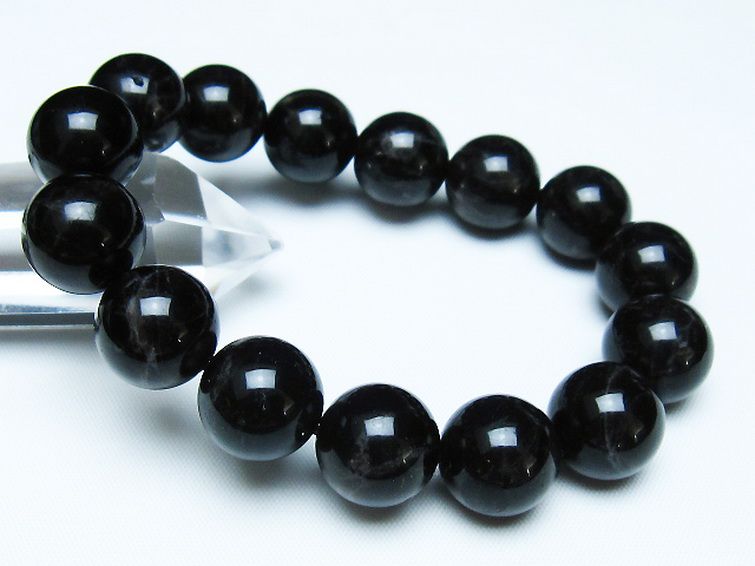モリオン 純天然 黒水晶 ブレスレット 14mm [t112-7901] 1枚目