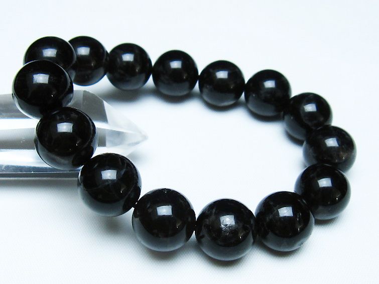 モリオン 純天然 黒水晶 ブレスレット 14mm [t112-7906] 1枚目
