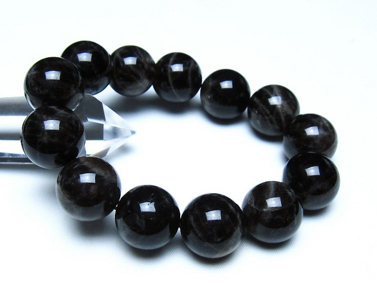 モリオン 純天然 黒水晶 ブレスレット 18mm [t112-8114] 1枚目