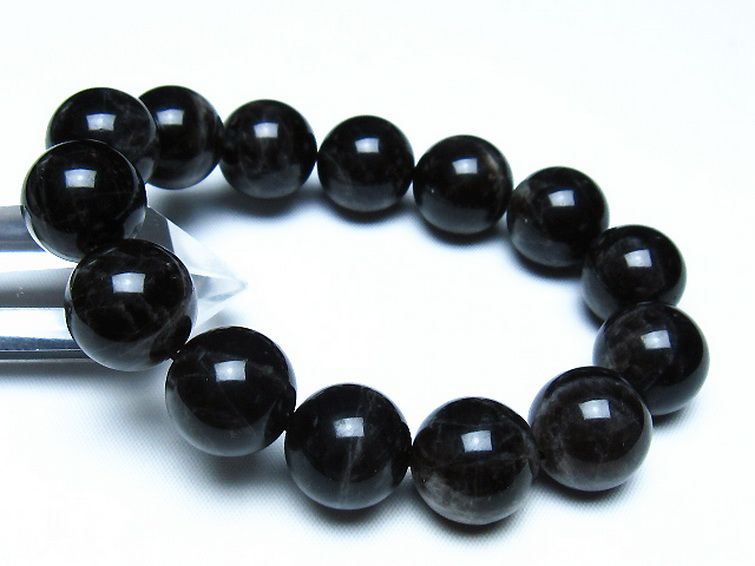 モリオン 純天然 黒水晶 ブレスレット 16mm [t112-8121] 1枚目