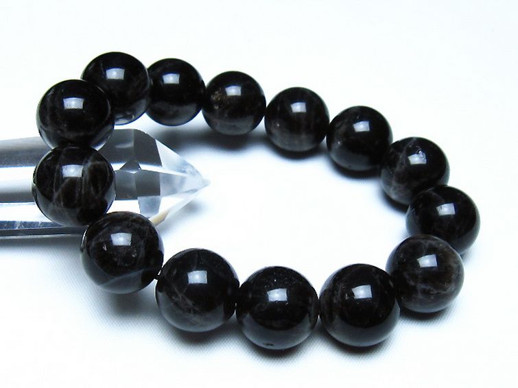 モリオン 純天然 黒水晶 ブレスレット 16mm [t112-8122] 1枚目