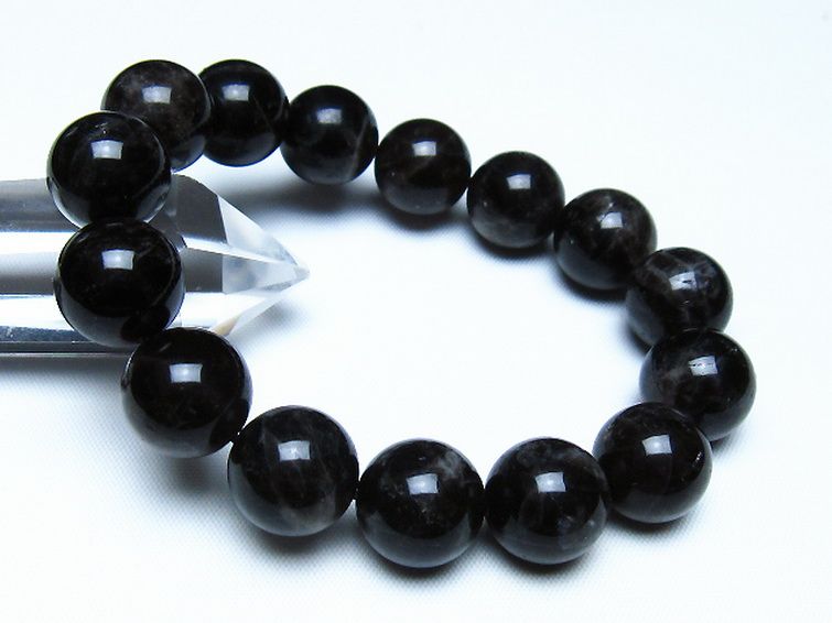 モリオン 純天然 黒水晶 ブレスレット 14mm [t112-8127] 1枚目