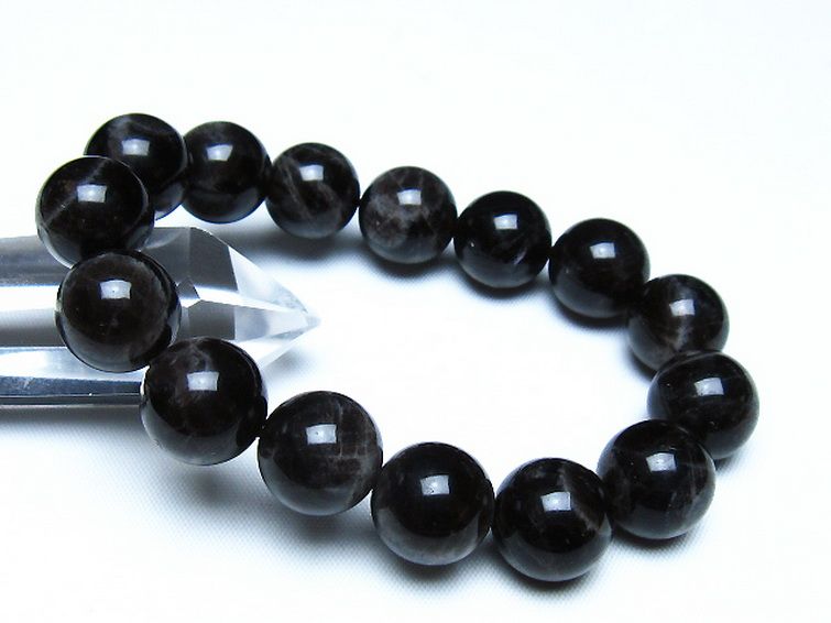 モリオン 純天然 黒水晶 ブレスレット 14mm [t112-8129] 1枚目