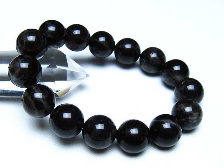 モリオン 純天然 黒水晶 ブレスレット 14mm [t112-8152] 1枚目