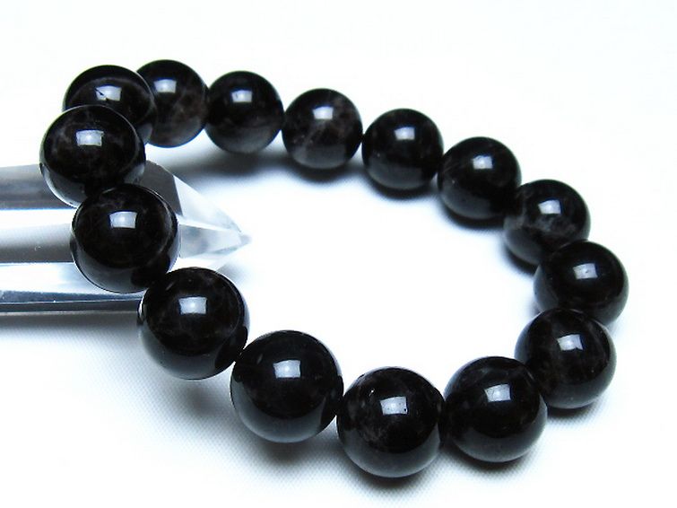 モリオン 純天然 黒水晶 ブレスレット 14mm [t112-8157] 1枚目