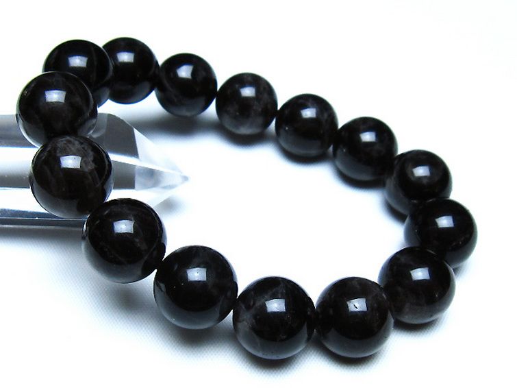 モリオン 純天然 黒水晶 ブレスレット 14mm [t112-8165] 1枚目