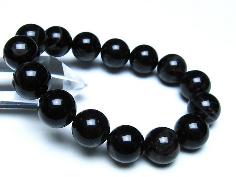 モリオン 純天然 黒水晶 ブレスレット 14mm [t112-8173] 1枚目