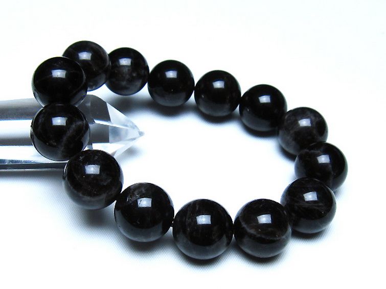 モリオン 純天然 黒水晶 ブレスレット 16mm [t112-8178] 1枚目