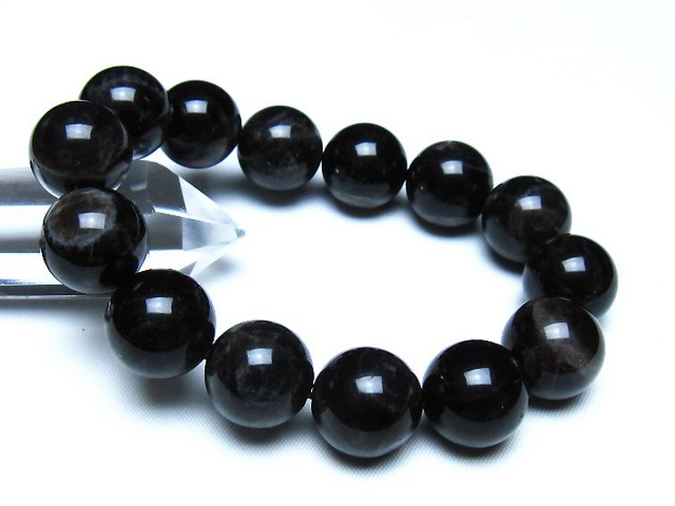 モリオン 純天然 黒水晶 ブレスレット 16mm [t112-8181] 1枚目