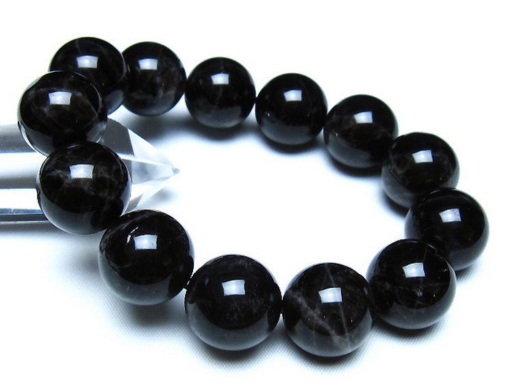 モリオン 純天然 黒水晶 ブレスレット 18mm [t112-8184] 1枚目