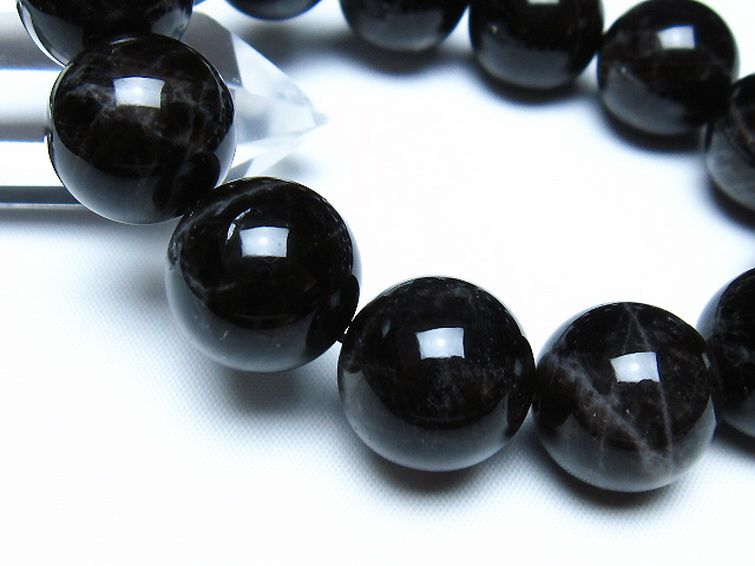 モリオン 純天然 黒水晶 ブレスレット 18mm [t112-8184]