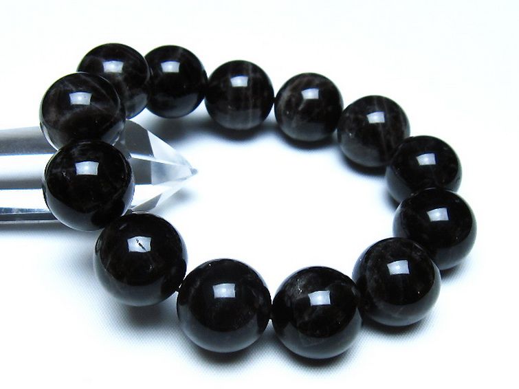 モリオン 純天然 黒水晶 ブレスレット 18mm [t112-8186] 1枚目