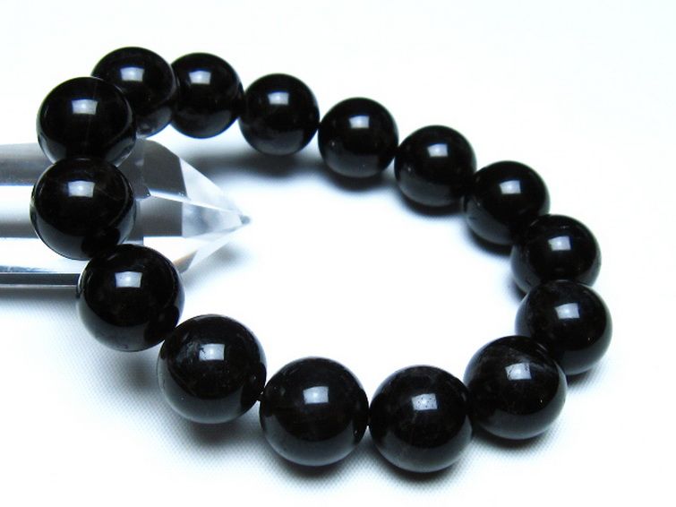 モリオン 純天然 黒水晶 ブレスレット 14mm [t112-8210] 1枚目