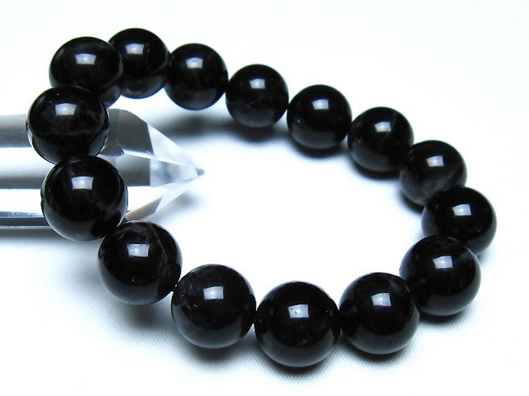 モリオン 純天然 黒水晶 ブレスレット 14mm [t112-8217] 1枚目