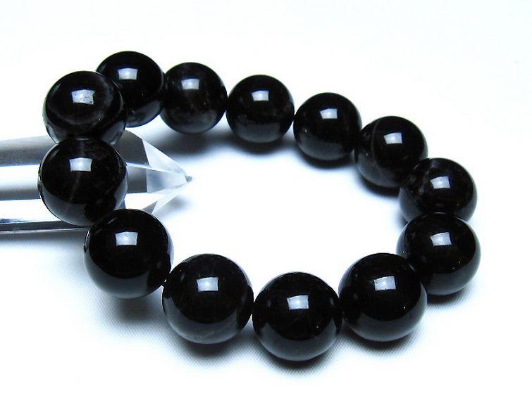 モリオン 純天然 黒水晶 ブレスレット 18mm [t112-8223] 1枚目