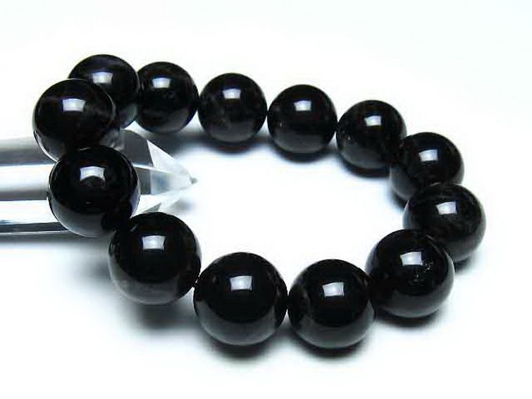 モリオン 純天然 黒水晶 ブレスレット 18mm [t112-8229] 1枚目