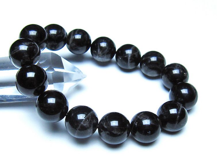モリオン 純天然 黒水晶 ブレスレット 14mm [t112-8267] 1枚目