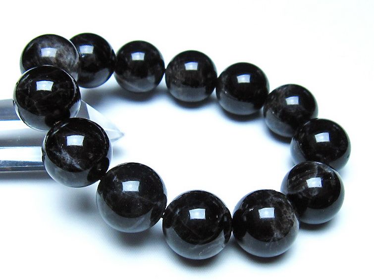 モリオン 純天然 黒水晶 ブレスレット 18mm [t112-8364] 1枚目
