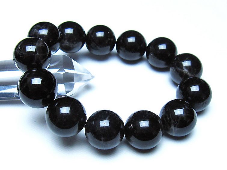 モリオン 純天然 黒水晶 ブレスレット 18mm [t112-8375] 1枚目