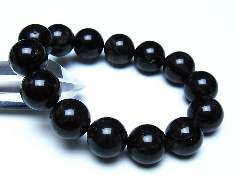 モリオン 純天然 黒水晶 ブレスレット 16mm [t112-8397] 1枚目
