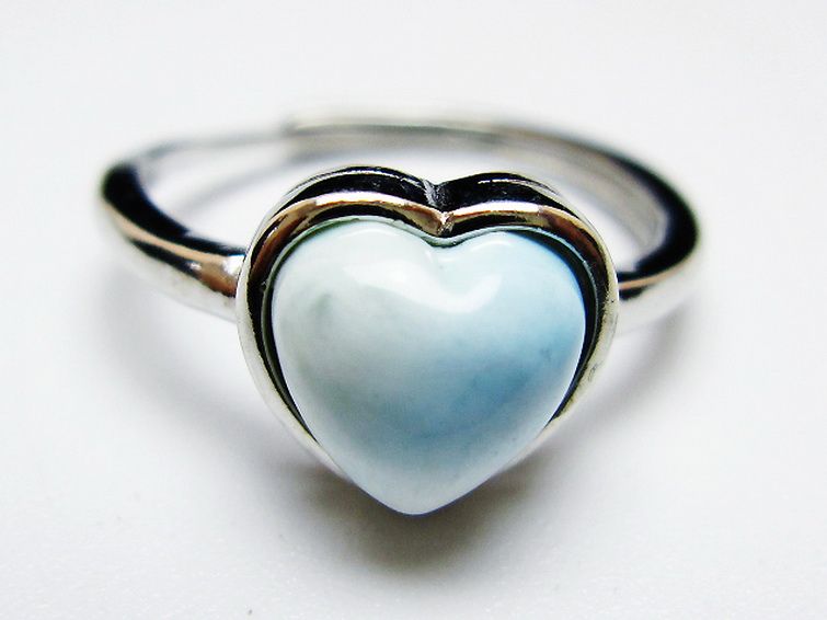 ラリマーハート 指輪 (16号) [t113-12992] 1枚目