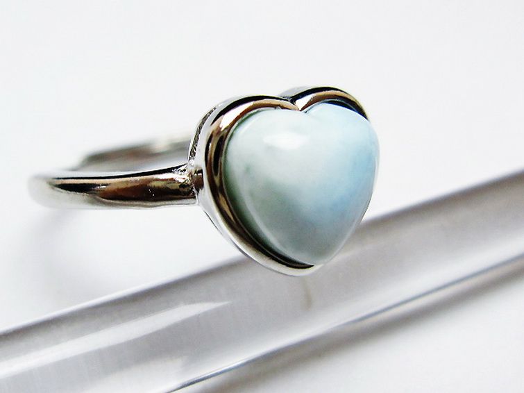 ラリマーハート 指輪 (16号) [t113-12992] 3枚目