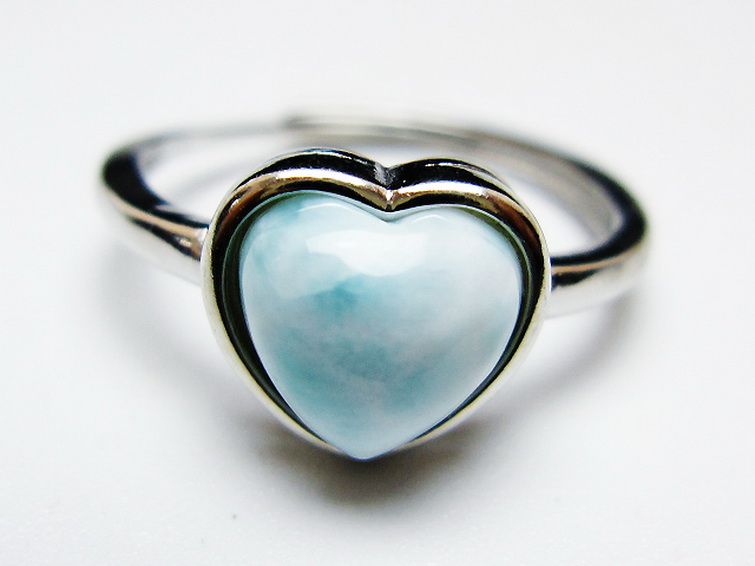 ラリマーハート 指輪 (16号)[T113-13037] 1枚目