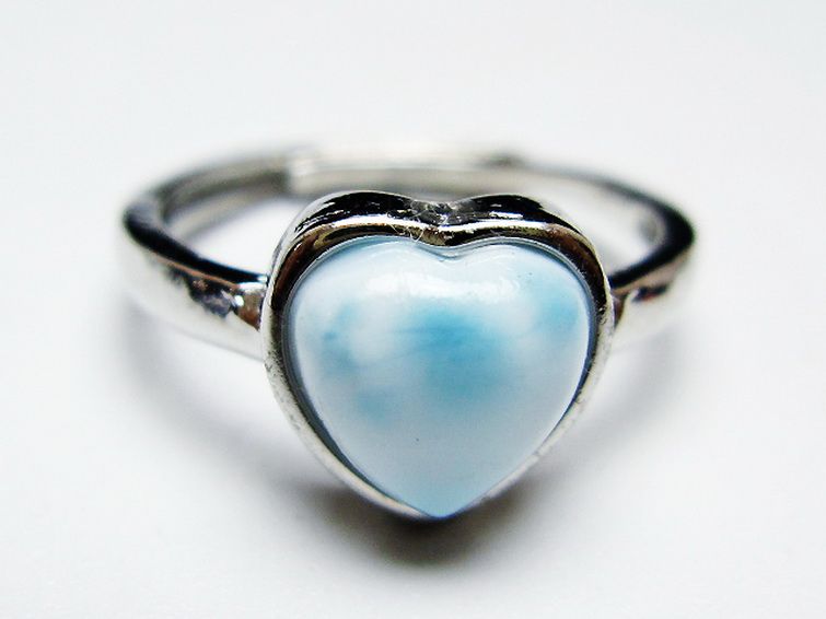 ラリマーハート 指輪 (14号) [t113-13129] 1枚目