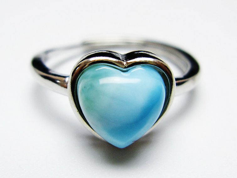 ラリマーハート 指輪 (15号) [t113-13143] 1枚目