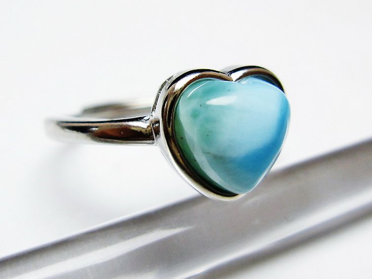 ラリマーハート 指輪 (15号) [t113-13143] 3枚目